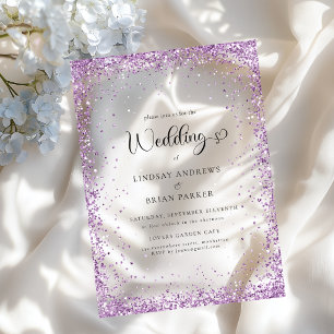 Invitations En Acrylique Mariage Pailleté Violet Moderne