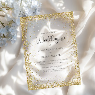 Invitations En Acrylique Mariage Paillettes Or Moderne