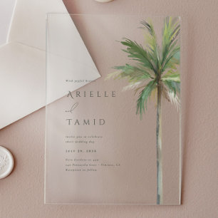 Invitations En Acrylique Mariage Palmier Aquarelle Moderne de Devonport
