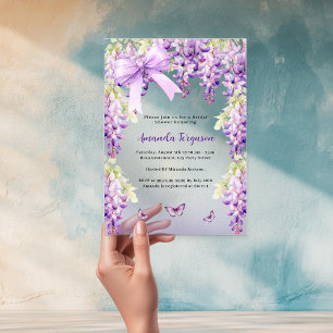 Invitations En Acrylique Mariage papillon arc-en-ciel violet floral glycine