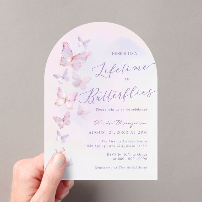 Invitations En Acrylique Mariage papillon violet  (In situ (ordinateur de poche))