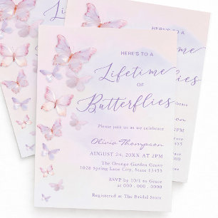 Invitations En Acrylique Mariage papillons à vie Shower Purple
