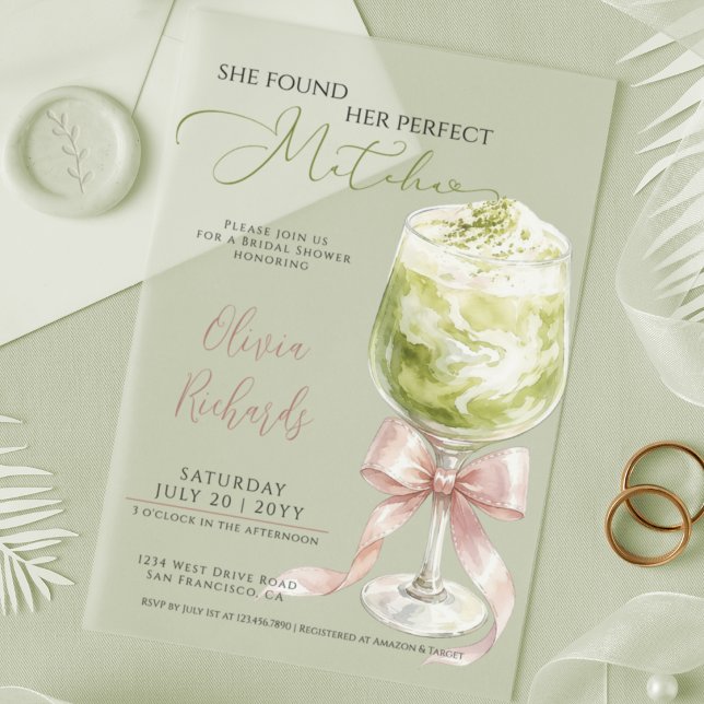 Invitations En Acrylique Mariage Parfait Matcha (Créateur téléchargé)