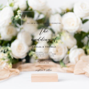 Invitations En Acrylique Mariage photo de script simple et élégant