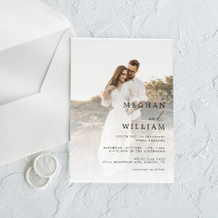 Invitations En Acrylique Mariage photo élégant QR Code