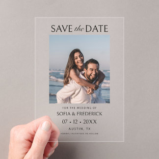 Invitations En Acrylique Mariage photo minimal chic Enregistrer la carte de