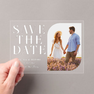 Invitations En Acrylique Mariage photo minimaliste moderne chic Enregistrer