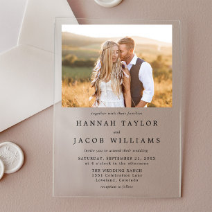 Invitations En Acrylique Mariage photo minimaliste simple