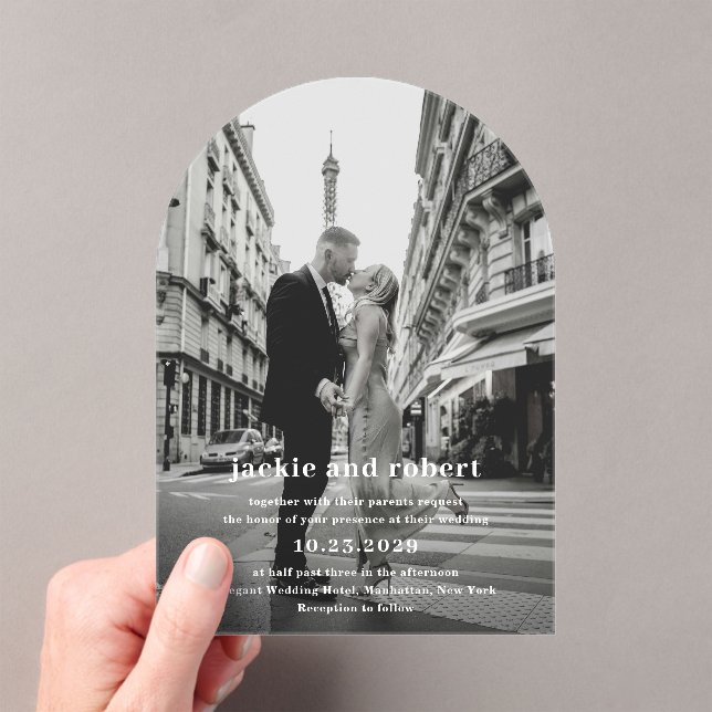 Invitations En Acrylique Mariage photo moderne minimal (In situ (ordinateur de poche))