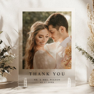 Invitations En Acrylique Mariage photo moderne simple Acrylique Carte de re