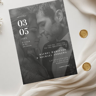 Invitations En Acrylique Mariage Photo N&B Tendance Gras
