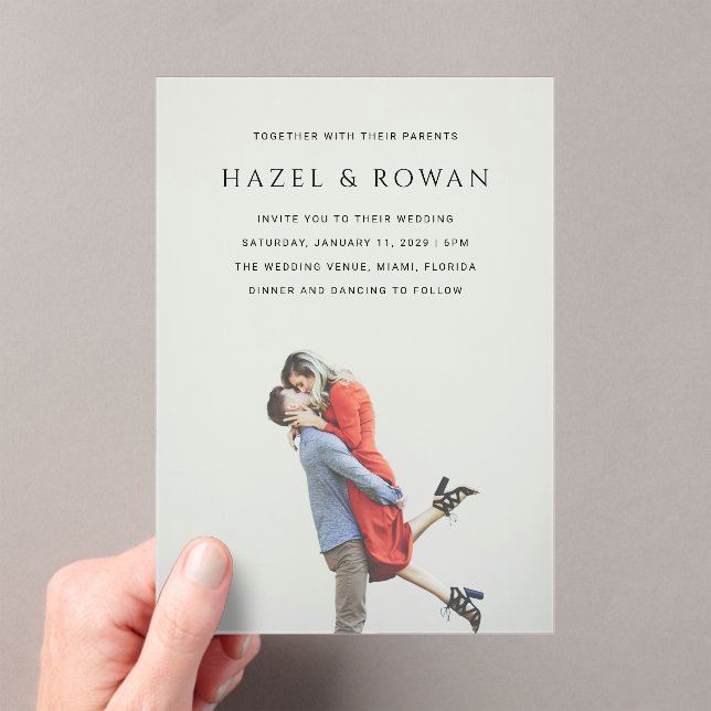 Invitations En Acrylique Mariage Photo Simple Moderne (In situ (ordinateur de poche))