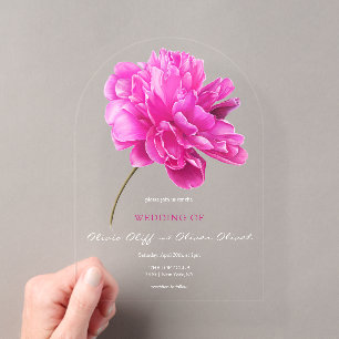 Invitations En Acrylique Mariage Pivoine Rose Clair