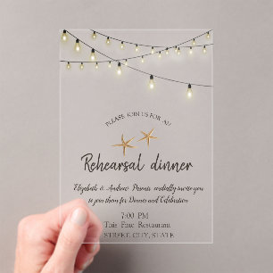 Invitations En Acrylique Mariage plage, Lights Rehearsal Seashell Diner