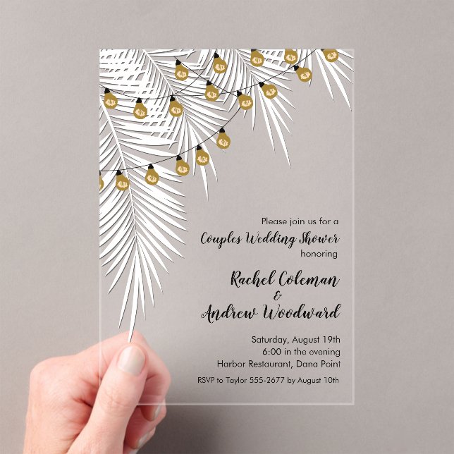 Invitations En Acrylique Mariage Pluie de Pétales et Guirlandes Lumineuses (In situ (ordinateur de poche))