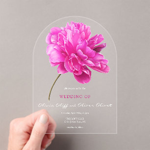 Invitations En Acrylique Mariage Pony rose clair