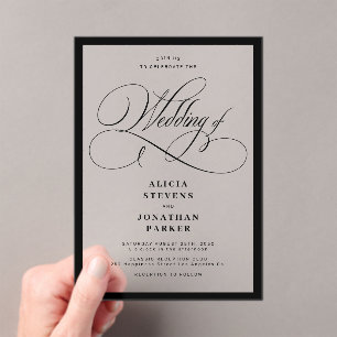 Invitations En Acrylique Mariage QR code de calligraphie élégant classique