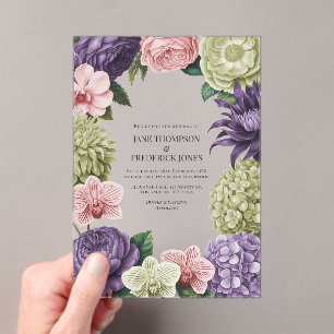 Invitations En Acrylique Mariage Quartz Blush, Soft Sage & Cloud Mauve