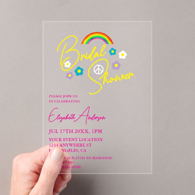 Invitations En Acrylique Mariage Rétro Funky de Fille d'Honneur (In situ (ordinateur de poche))