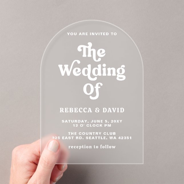 Invitations En Acrylique Mariage Rétro Groovy Années 70 Rose Vert Jaune Mig (In situ (ordinateur de poche))