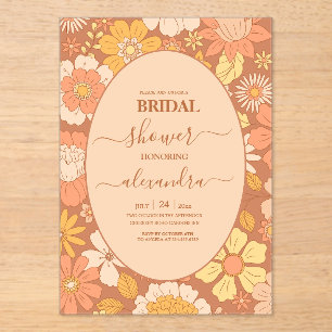 Invitations En Acrylique Mariage Rétro Groovy sur le thème des années 70