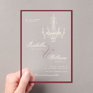 Invitations En Acrylique Mariage rétro intemporel rouge profond de style cl