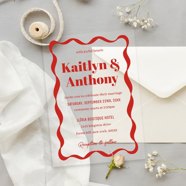 Invitations En Acrylique Mariage Rétro Ruban Coquette Courbé (Créateur téléchargé)