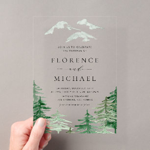 Invitations En Acrylique Mariage romantique aquarelle en forêt