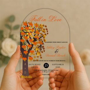 Invitations En Acrylique Mariage Romantique Arbre Sculpté Élégante Tombe en