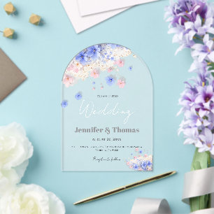 Invitations En Acrylique Mariage romantique aux fleurs sauvages Cottagecore