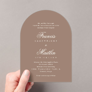Invitations En Acrylique Mariage Romantique Brun Élégant