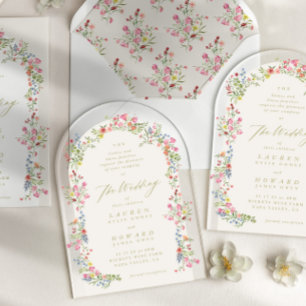 Invitations En Acrylique mariage romantique délicat floral arch printemps j