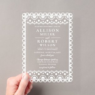 Invitations En Acrylique Mariage Rose Papier Picado Mexicain