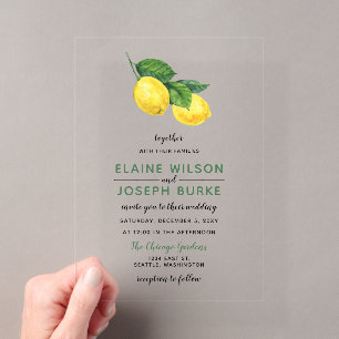 Invitations En Acrylique Mariage Rustique Aquarelle Citron