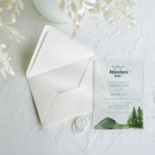 Invitations En Acrylique Mariage Rustique de la forêt de montagne de bois