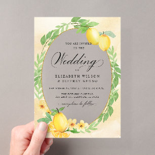 Invitations En Acrylique Mariage rustique d'été à l'italienne au citron
