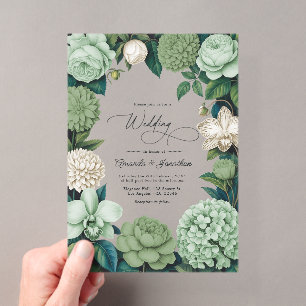 Invitations En Acrylique Mariage Sage Whisper, Linen Ivory & Olive Mist