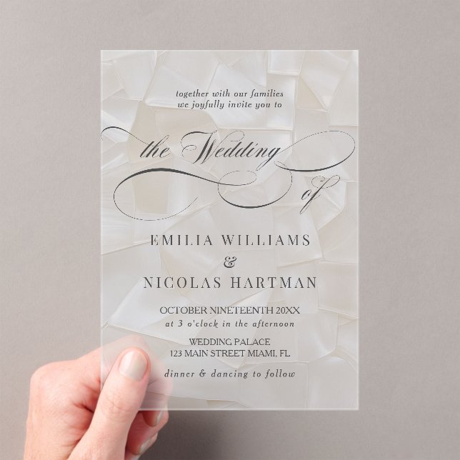 Invitations En Acrylique Mariage Script Élégant Moderne (In situ (ordinateur de poche))