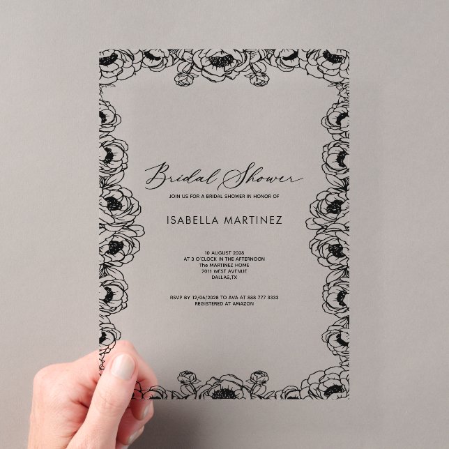 Invitations En Acrylique mariage simple classique moderne douche de mariage (In situ (ordinateur de poche))