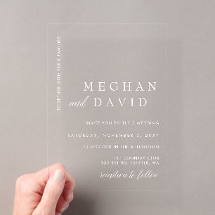 Invitations En Acrylique Mariage Simple Élégant Minimaliste Moderne
