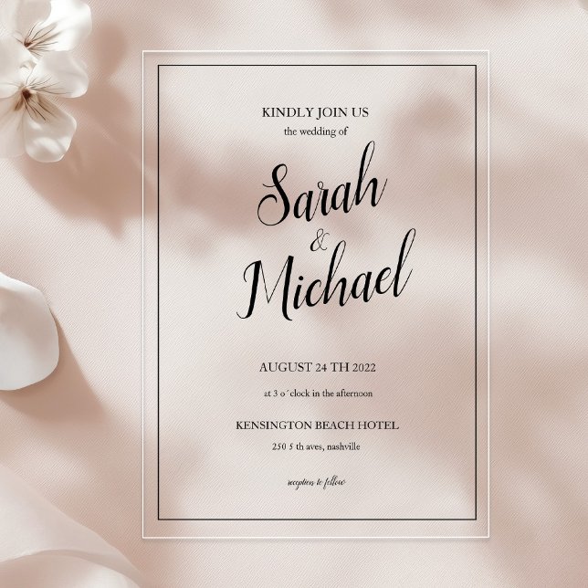 Invitations En Acrylique Mariage Simple Élégant Moderne (Modern Elegant Simple Wedding Acrylic Invitations)