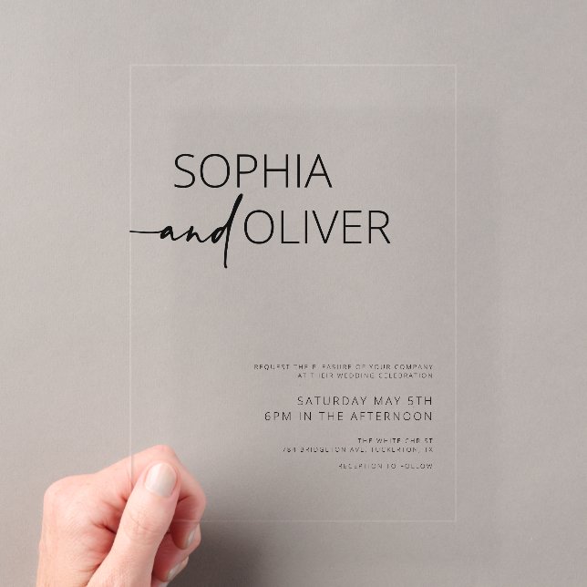 Invitations En Acrylique Mariage Simple Moderne (In situ (ordinateur de poche))
