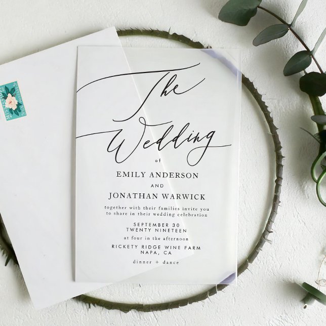 Invitations En Acrylique Mariage Simple Noir et Blanc Moderne (Créateur téléchargé)