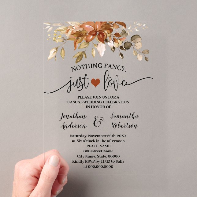 Invitations En Acrylique Mariage simple, rien de fantaisiste, juste de l'am (In situ (ordinateur de poche))