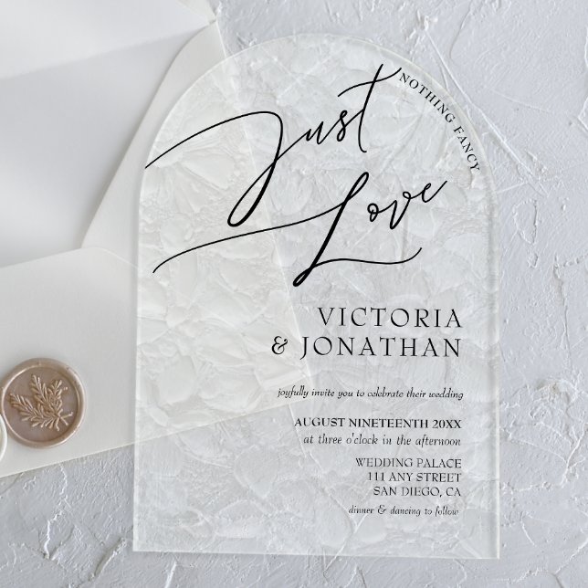 Invitations En Acrylique Mariage Simple Rien de Fantaisiste Juste de l'Amou (Créateur téléchargé)
