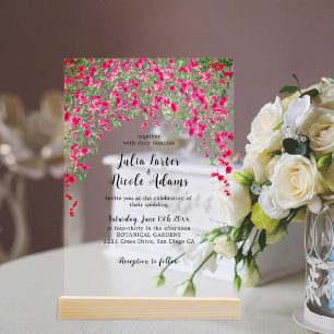 Invitations En Acrylique Mariage sous la forêt tropicale de bougainvillée r