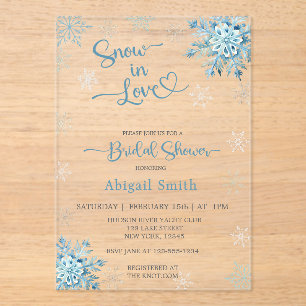 INVITATIONS EN ACRYLIQUE MARIAGE SOUS LA NEIGE BLEUE PLUIE DE MARIÉE