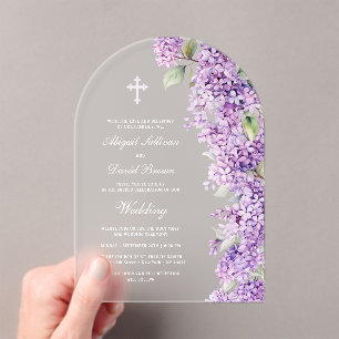 Invitations En Acrylique Mariage sous l'arche de lilas