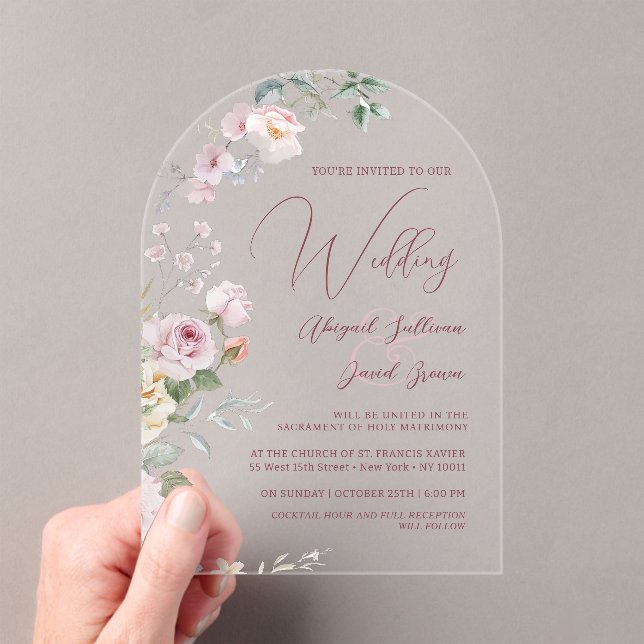 Invitations En Acrylique Mariage sous l'arche de roses (In situ (ordinateur de poche))