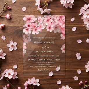 Invitations En Acrylique Mariage sous les fleurs de cerisier claires